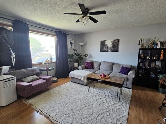 Cozy living room with modern decor elements.