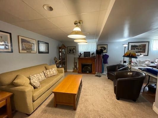 Cozy living room with furniture and decor.
