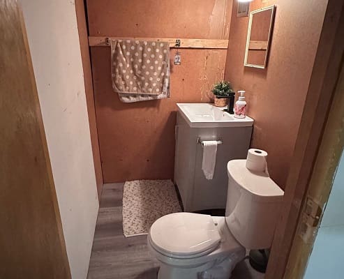 Small bathroom with sink and toilet.