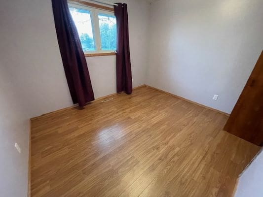 Empty room with wooden floor and window.