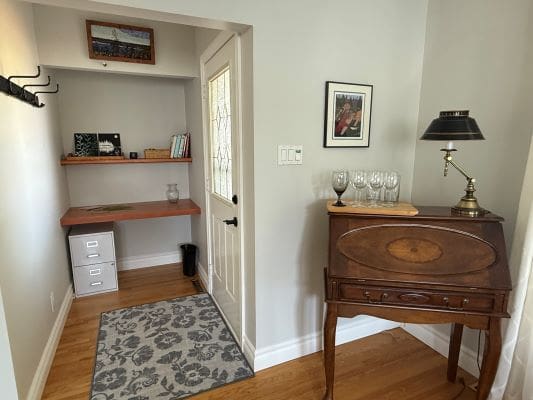 Small home office with vintage furniture.