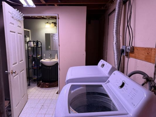 Laundry room with washer and dryer.