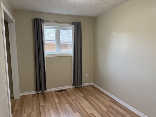 Empty room with hardwood floor and window.