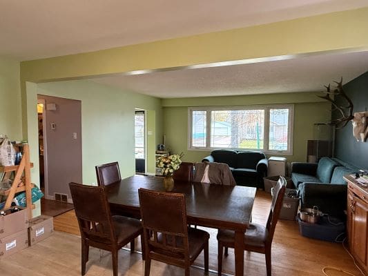 Open-plan living room and dining area.
