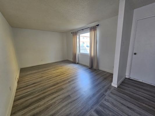 Empty room with wooden floor and window.