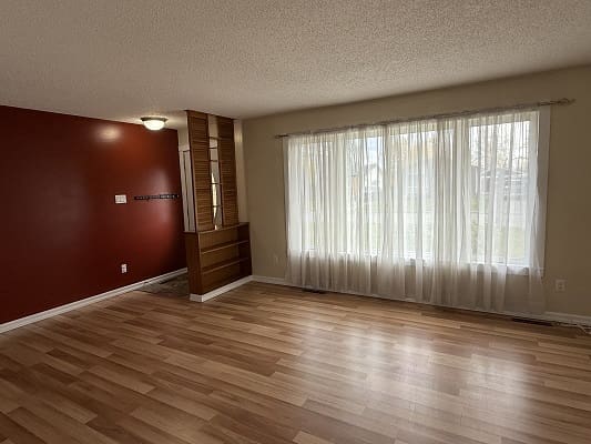Empty room with hardwood floor and window.