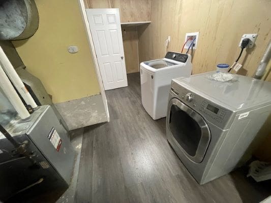 Laundry room with washer and dryer.