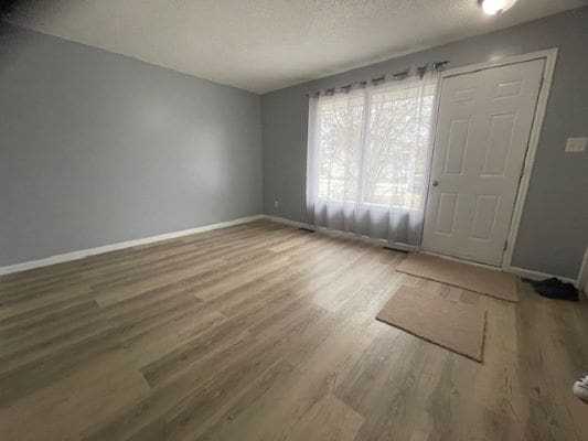 Empty room with wooden floor and window.