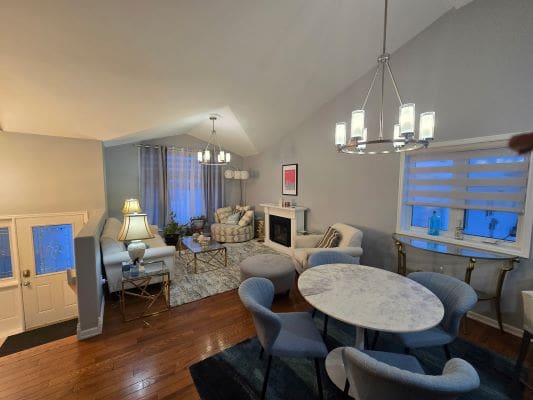 Modern living and dining room interior design.