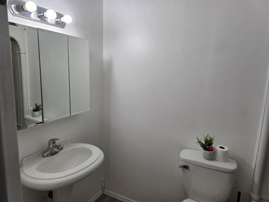 Small bathroom with sink and toilet.