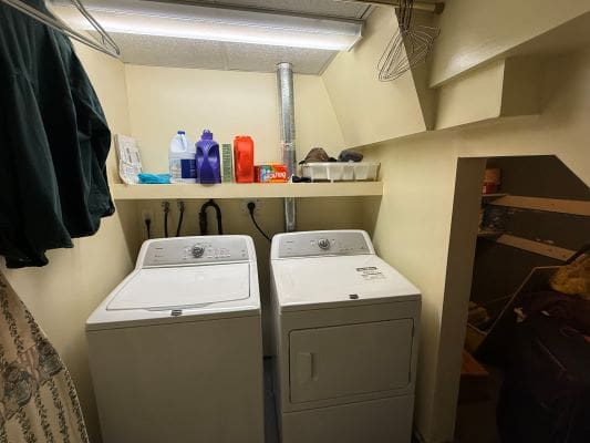 Laundry room with washer and dryer.