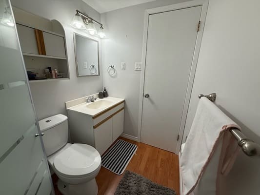 Small bathroom with sink and toilet.